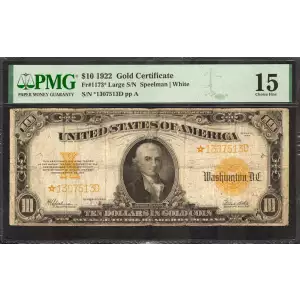 $10 1922 Gold Gold Certificates 1173*