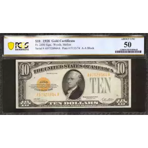 $10 1928 Gold Seal Small Size Gold Certificates 2400