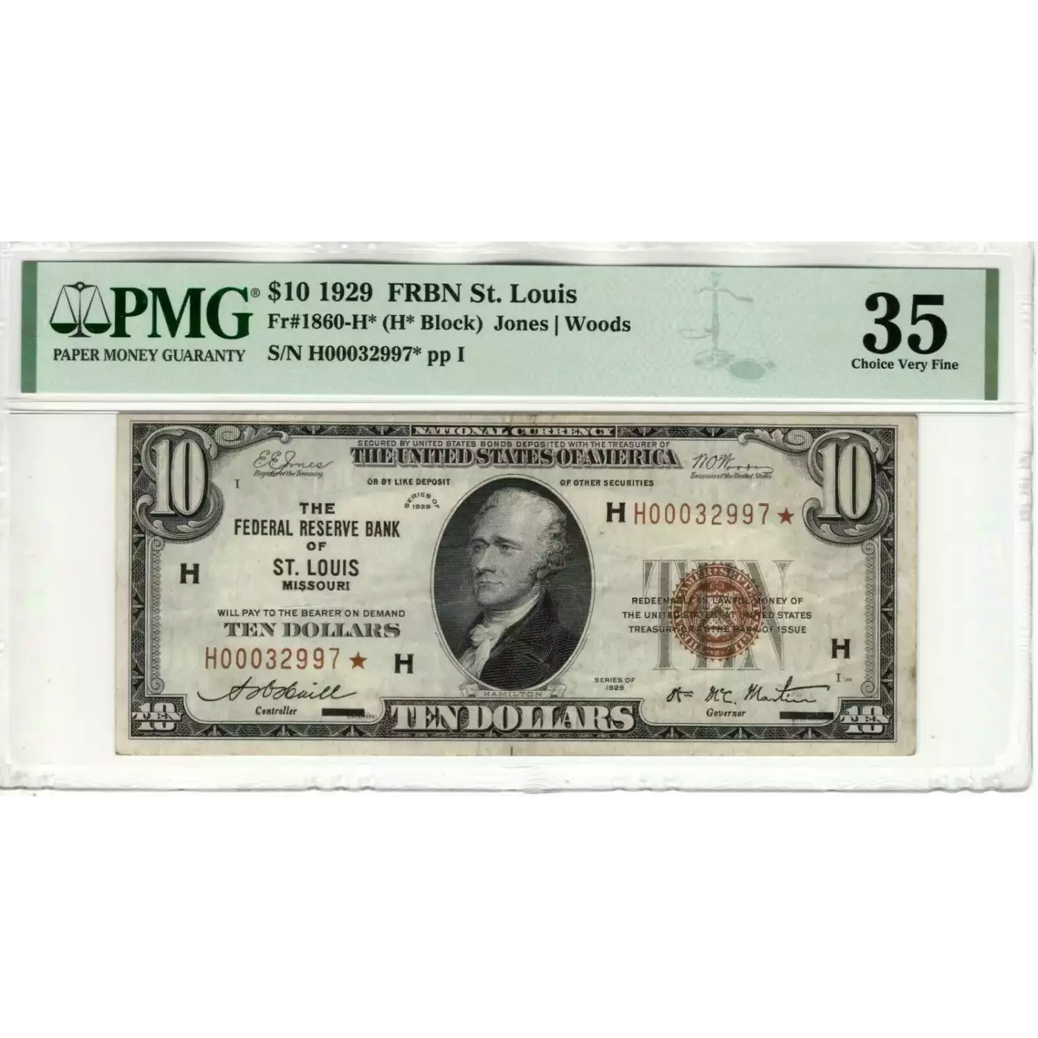 $10 1929 brown seal Small Federal Reserve Bank Notes 1860-H*