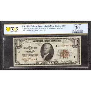 $10 1929 brown seal Small Federal Reserve Bank Notes 1860-J*