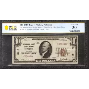 $10 1929 small brown seal. Small National Bank Notes 1801-1