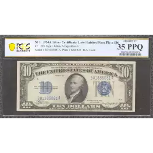 $10 1934-A blue seal. Small Silver Certificates 1702