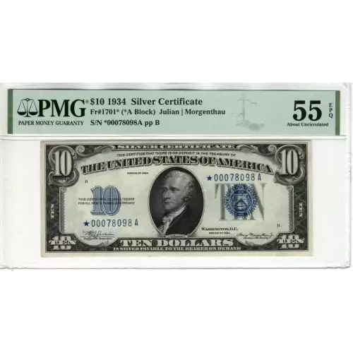 $10 1934 blue seal. Small Silver Certificates 1701*