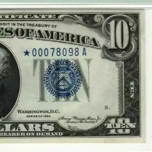 $10 1934 blue seal. Small Silver Certificates 1701* (3)