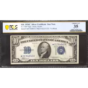 $10 1934-C blue seal. Small Silver Certificates 1704*