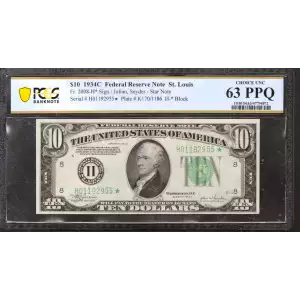 $10 1934-C.  Small Size $10 Federal Reserve Notes 2008-H*