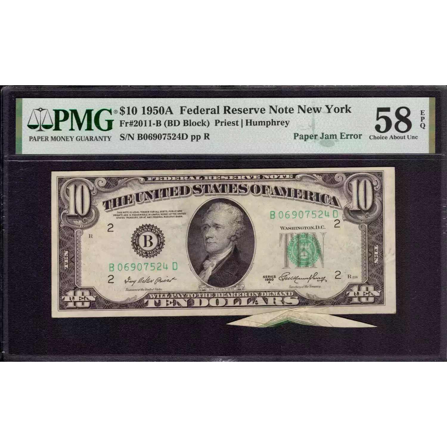 $10 1950-A.  Small Size $10 Federal Reserve Notes 2011-B