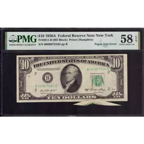 $10 1950-A.  Small Size $10 Federal Reserve Notes 2011-B