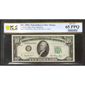 $10 1950-A.  Small Size $10 Federal Reserve Notes 2011-G