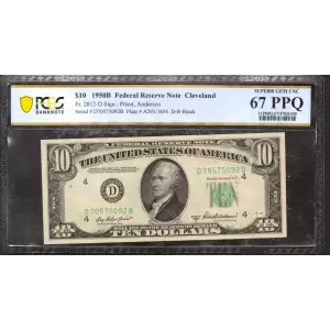 $10 1950-B.  Small Size $10 Federal Reserve Notes 2012-D