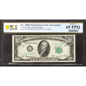 $10 1950-D.  Small Size $10 Federal Reserve Notes 2014-L