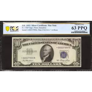 $10 1953 blue seal. Small Silver Certificates 1706*