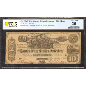 $10   Issues of the Confederate States of America CS-29