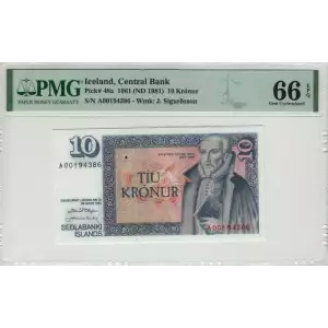 10 Kronur L.1961 (1981), Law 29 March 1961 (1981-1986) Issue a. Issued note Iceland 48