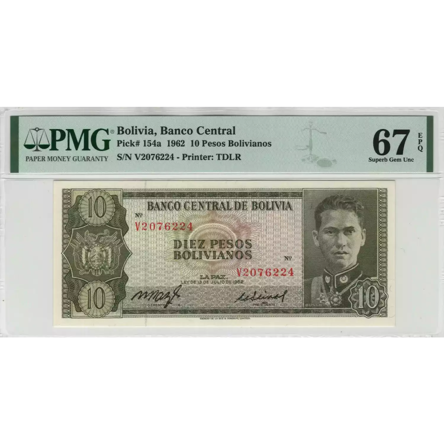 10 Nouveaux Francs L.1962, Ley de 13 de Julio de 1962 - First Issue a. Issued note Bolivia 154