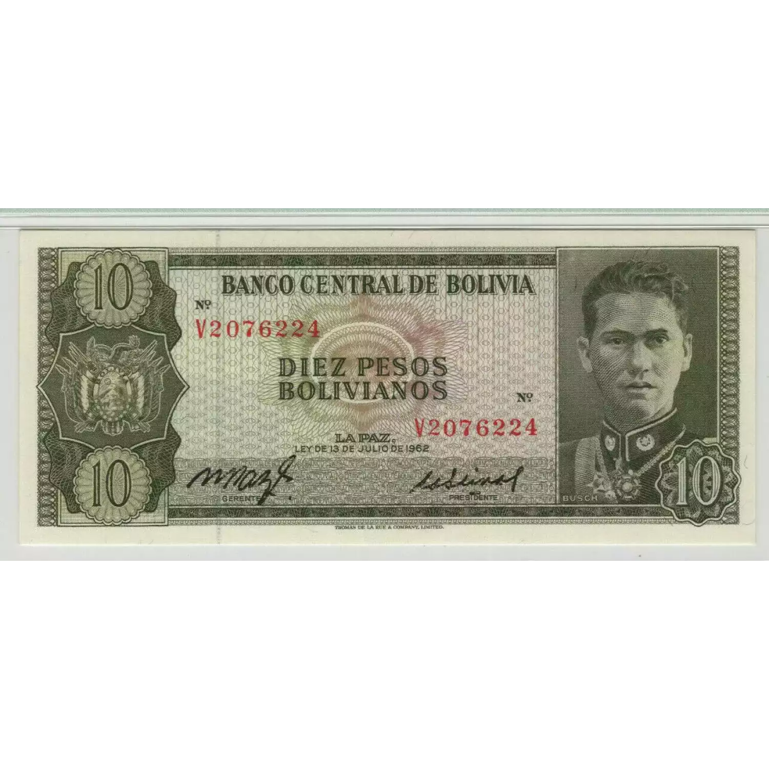 10 Nouveaux Francs L.1962, Ley de 13 de Julio de 1962 - First Issue a. Issued note Bolivia 154 (3)
