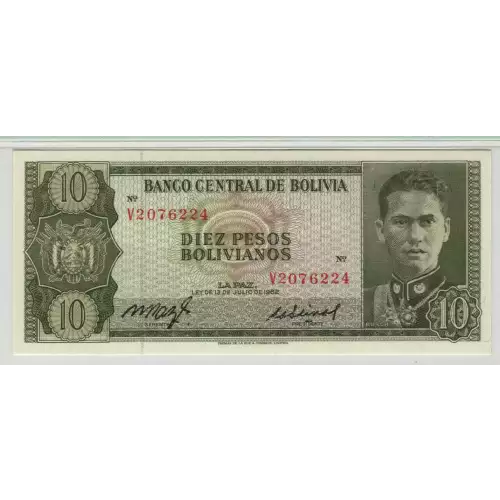 10 Nouveaux Francs L.1962, Ley de 13 de Julio de 1962 - First Issue a. Issued note Bolivia 154 (3)
