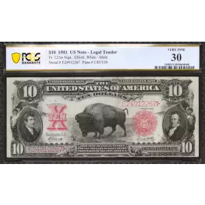 $10  Small Red, scalloped Legal Tender Issues 121m