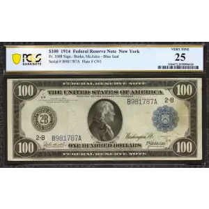 $100 1914 Red Seal Federal Reserve Notes 1088