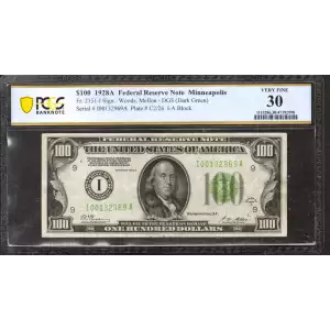 $100 1928-A.  Small Size $100 Federal Reserve Notes 2151-I