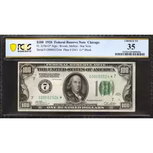 $100 1928  Small Size $100 Federal Reserve Notes 2150-G*