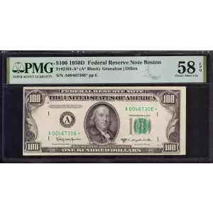 $100 1950-D.  Small Size $100 Federal Reserve Notes 2161-A*