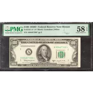 $100 1950-D.  Small Size $100 Federal Reserve Notes 2161-A*