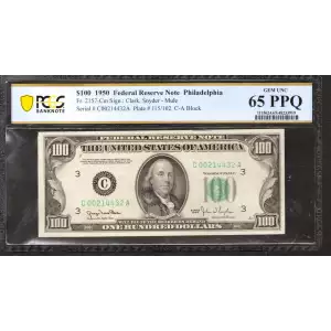 $100 1950  Small Size $100 Federal Reserve Notes 2157-Cm