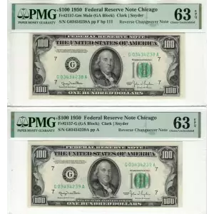 $100 1950  Small Size $100 Federal Reserve Notes 2157-Gm