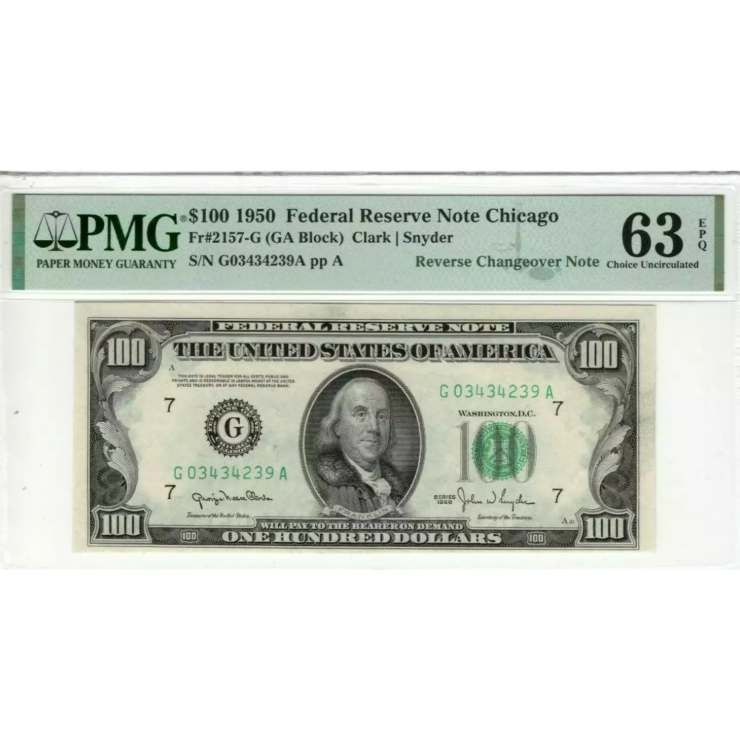 $100 1950  Small Size $100 Federal Reserve Notes 2157-Gm (3)