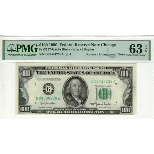 $100 1950  Small Size $100 Federal Reserve Notes 2157-Gm (3)