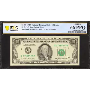 $100 1985  Small Size $100 Federal Reserve Notes 2171-G