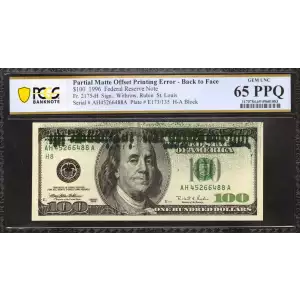 $100 1996  Small Size $100 Federal Reserve Notes 2175-H