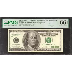 $100 2003-A.  Small Size $100 Federal Reserve Notes 2179-B*