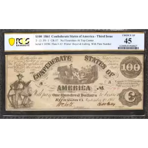 $100   Issues of the Confederate States of America CS-13