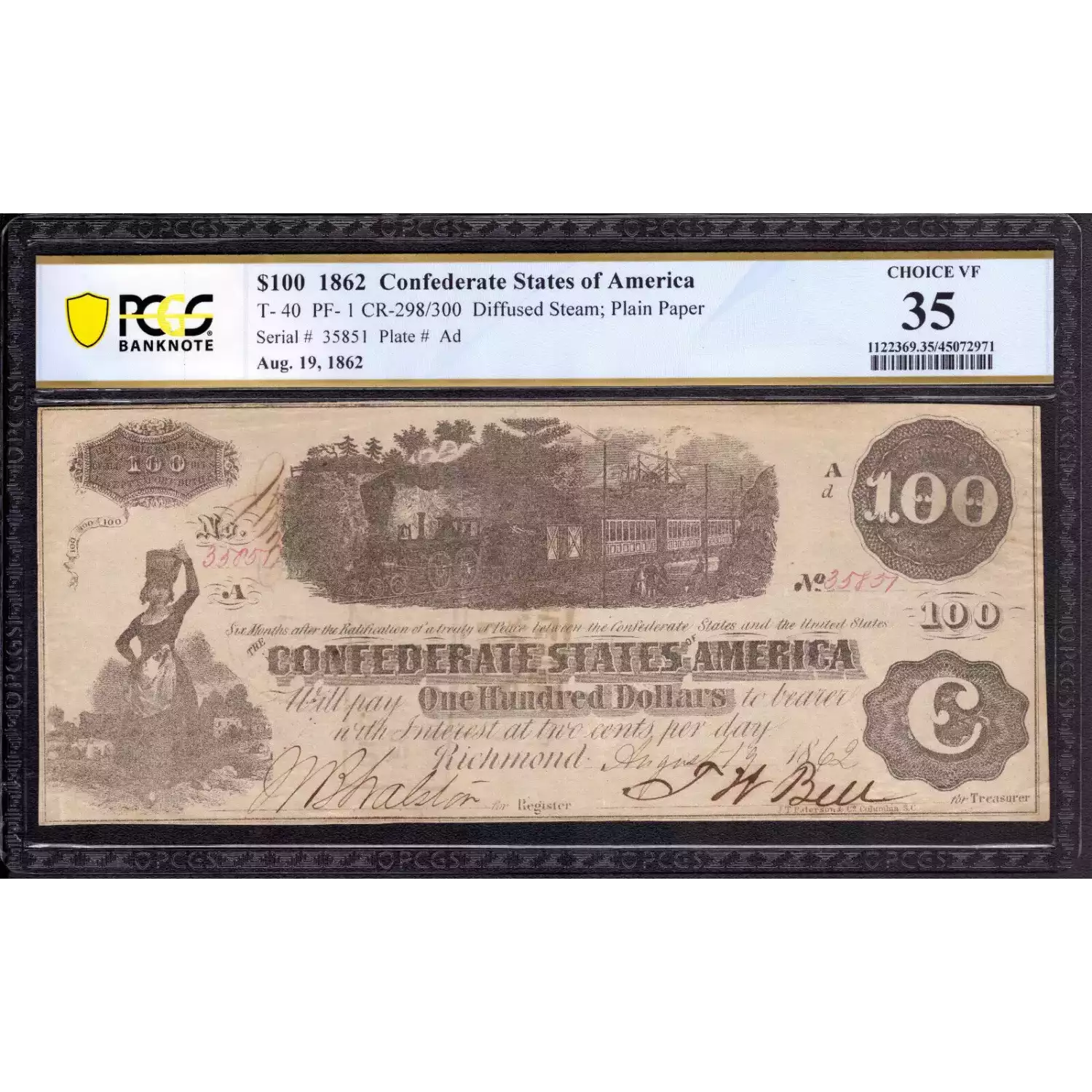$100   Issues of the Confederate States of America CS-40