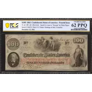 $100   Issues of the Confederate States of America CS-41