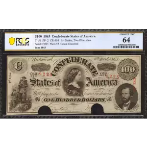 $100   Issues of the Confederate States of America CS-56