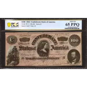 $100   Issues of the Confederate States of America CS-65