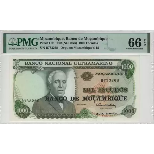 1000 Escudos ND (1976 - old date 23.5.1972), 1976 ND Provisional Issue  Mozambique 119