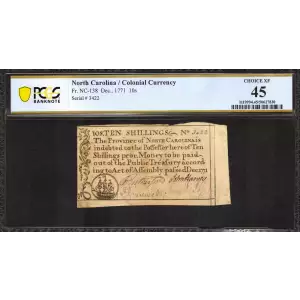 10s December, 1771  COLONIAL CURRENCY NC-138