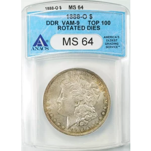 1888 O MORGAN SILVER DOLLAR $1 DDR VAM-9 ANACS MS 64 MINT UNC ROTATED DIES (948) (3)