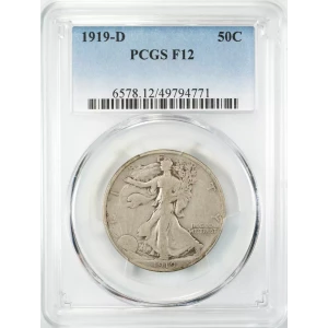 1919 D WALKING LIBERTY HALF DOLLAR 50C PCGS CERTIFIED F 12 FINE (771) (4)