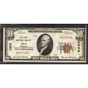 1929 $10 NATIONAL BANKNOTE CURRENCY NEBRASKA