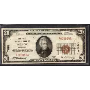 1929 $20 NATIONAL BANKNOTE CURRENCY NEBRASKA