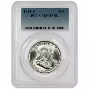 1954 D FRANKLIN HALF DOLLAR 50C PCGS MS 64 FBL MINT UNC - FULL BELL LINES