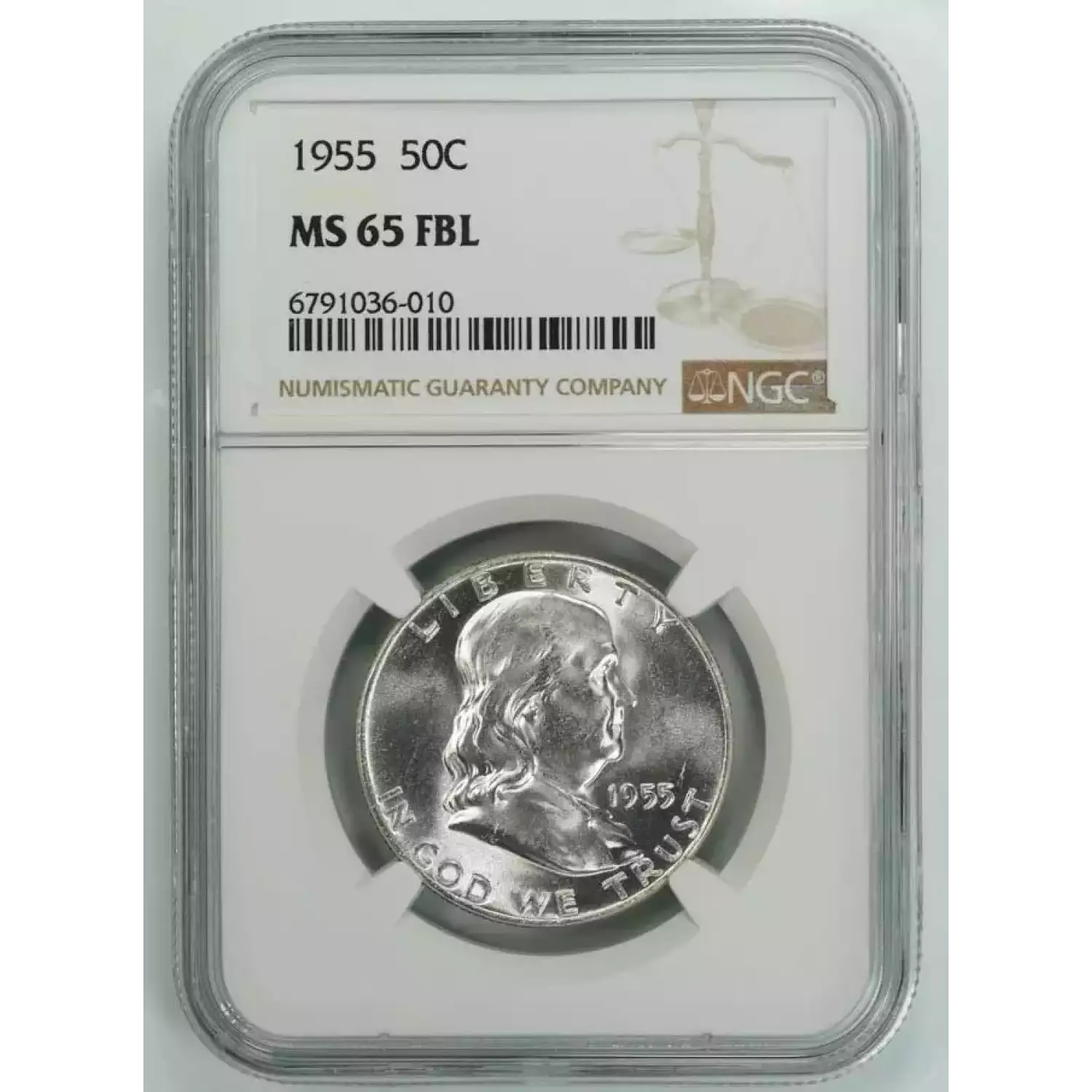 1955-PHILADELPHIA Half Dollars Franklin NGC MS-65 FBL - Kearney Coin Center