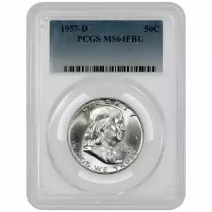 1957 D FRANKLIN HALF DOLLAR 50C PCGS MS 64 FBL MINT UNC - FULL BELL LINES