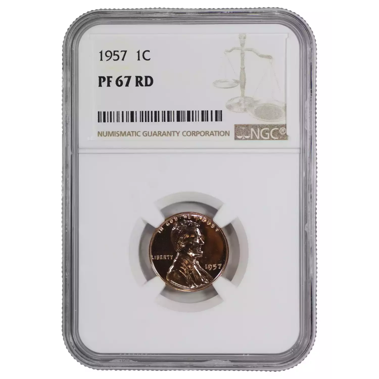 1957 PROOF LINCOLN WHEAT CENT PENNY 1C NGC CERTIFIED PF 67 RD