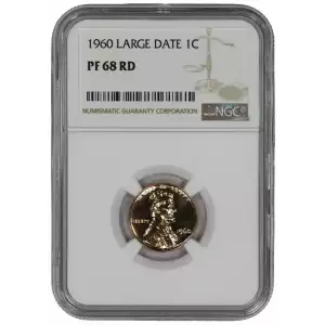 1960 LARGE DATE PROOF LINCOLN MEMORIAL CENT PENNY 1C NGC CERTIFIED PF 68 RD
